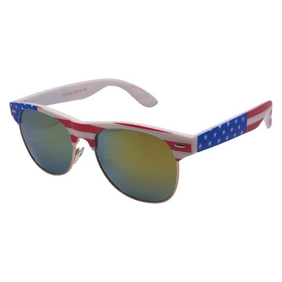 6026-1 | Gold Mirror Lens USA Flag Wayfarer Sunglasses - Picture 3 of 5